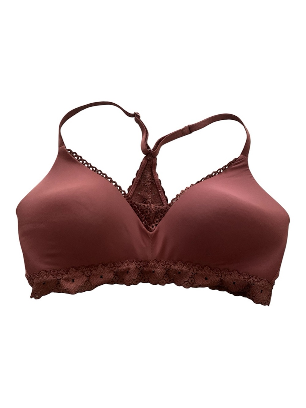 aerie Lace Racerback Wireless Bralette in maroon